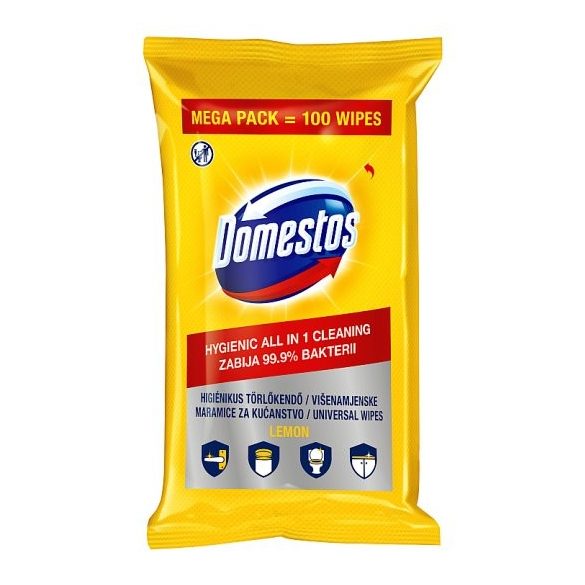 DOMESTOS Lemon higiénikus törlőkendő 100 db