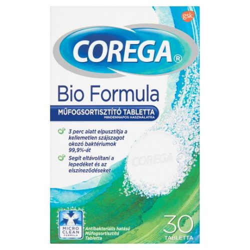Corega Bio Formula antibakteriális hatású műfogsortisztító tabletta 30 db