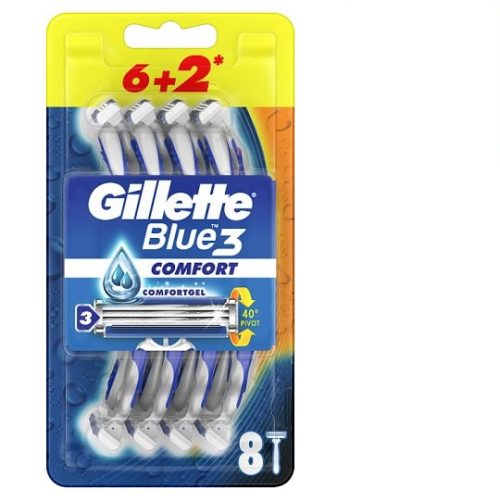 Gillette Blue3 Comfort Eldobható Férfi Borotva, 6+2 Darab ( zacskós)