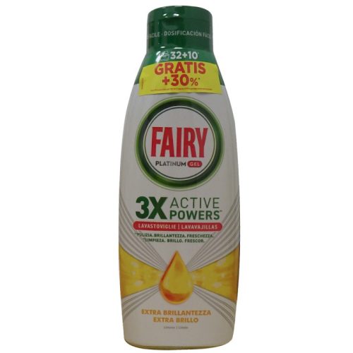 Fairy folyékony mosogatószer gépi 42 mosás 840 ml Platinum Extra Shine Lemon