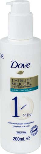 Dove 1 Minute Milk Gel Weightless volume regeneráló kondicionáló a fénytelen hajra 200ml