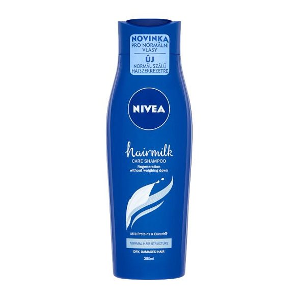 NIVEA Hairmilk ápoló sampon normál szálú hajszerkezetre 250 ml